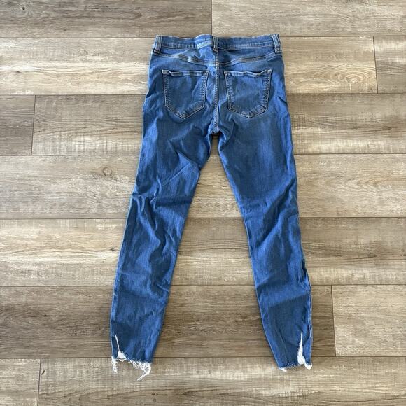 Free People Sharkbite Distressed Skinny Jeans Womens 28 Blue Stretch Chewed Hem - Picture 10 of 10